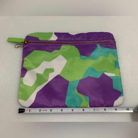 Sonia Kashuk makeup bag greens purple and white geometric print - Picture 2 of 6